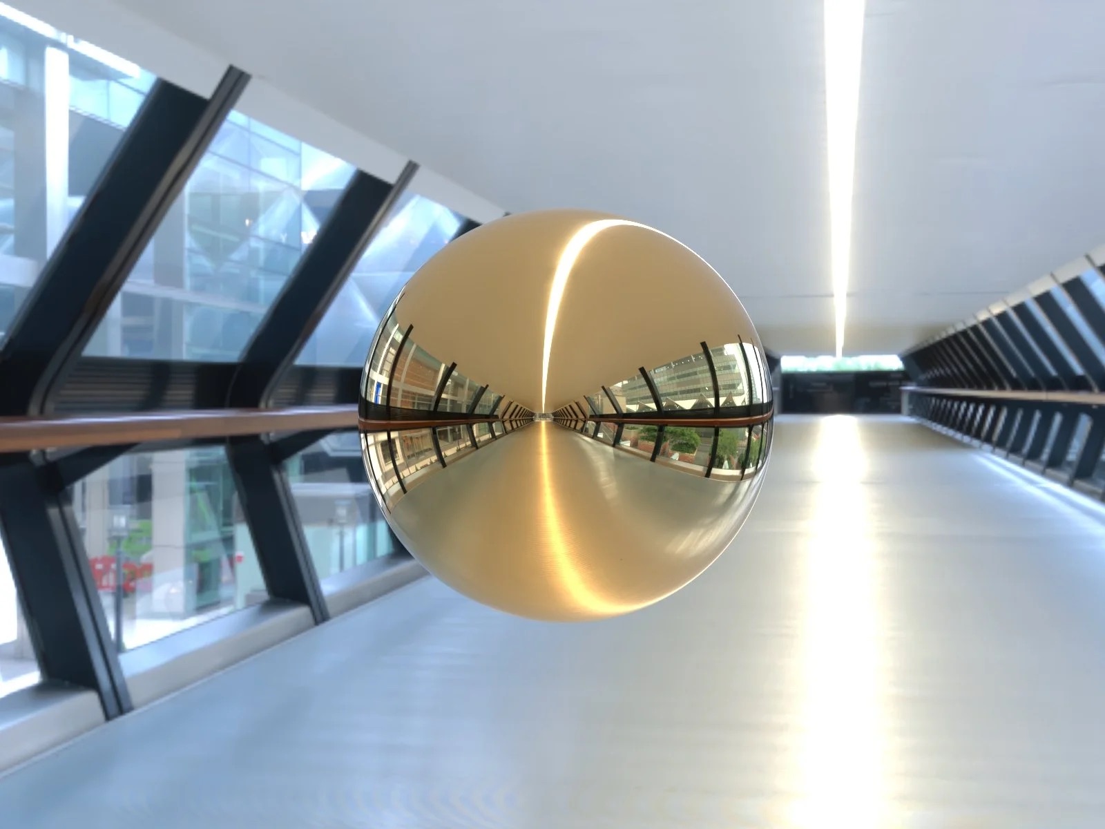 Golden metallic ball in a real environment