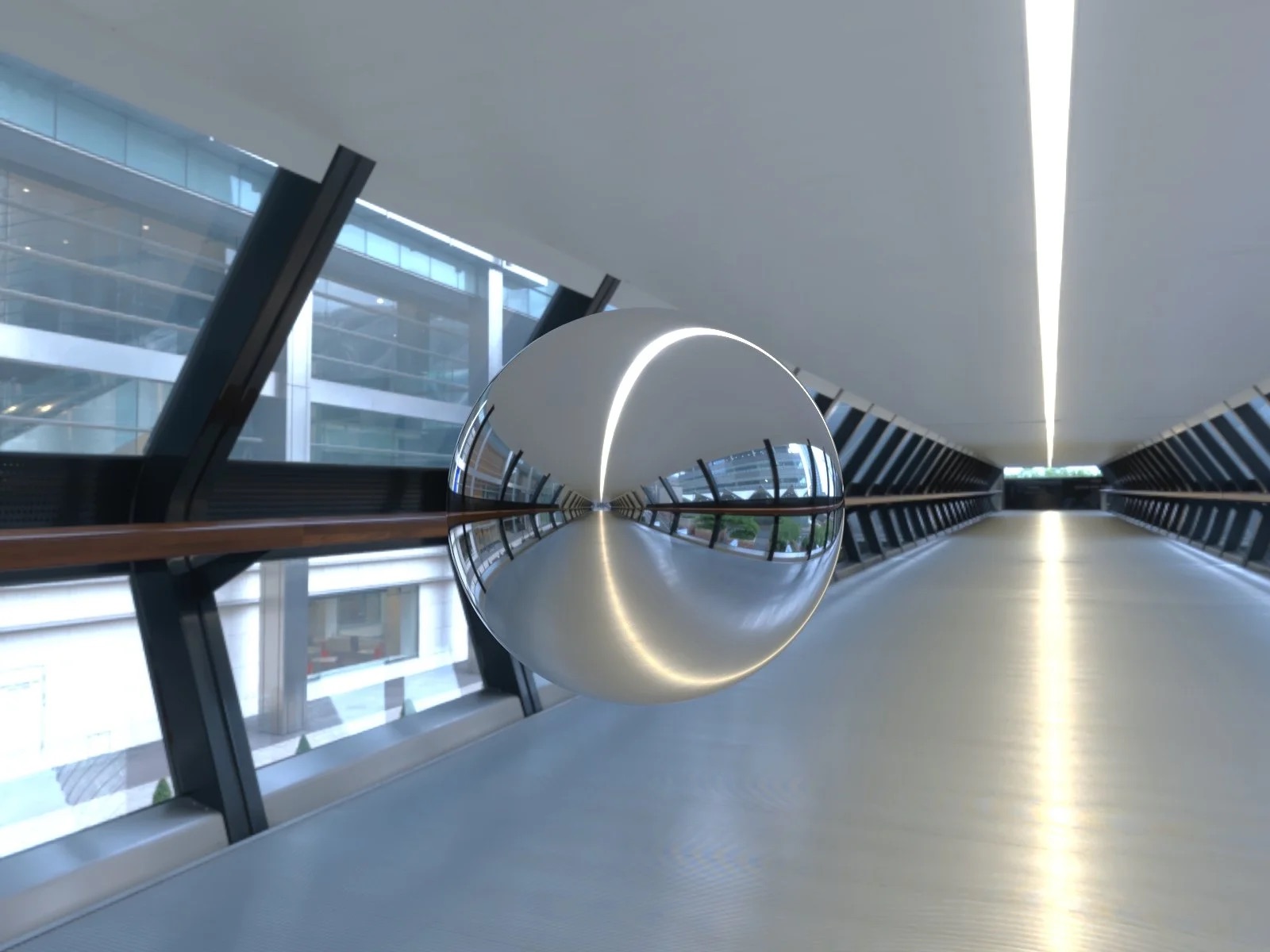 Silver metallic ball in a real environment