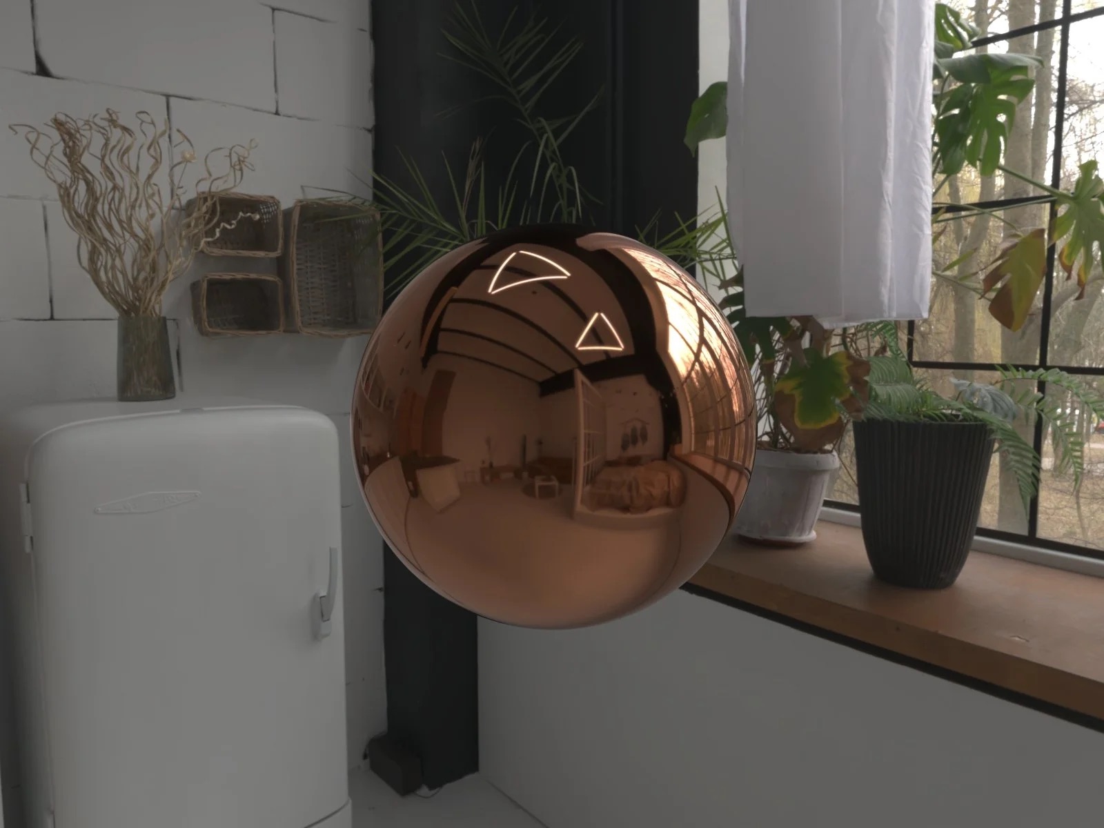 Copper ball in home environment -shade