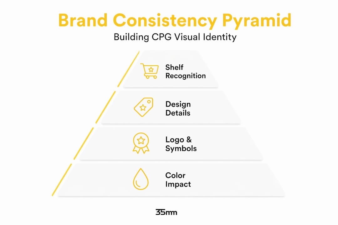 Hierarchy pyramid for CPG brand consistency elements