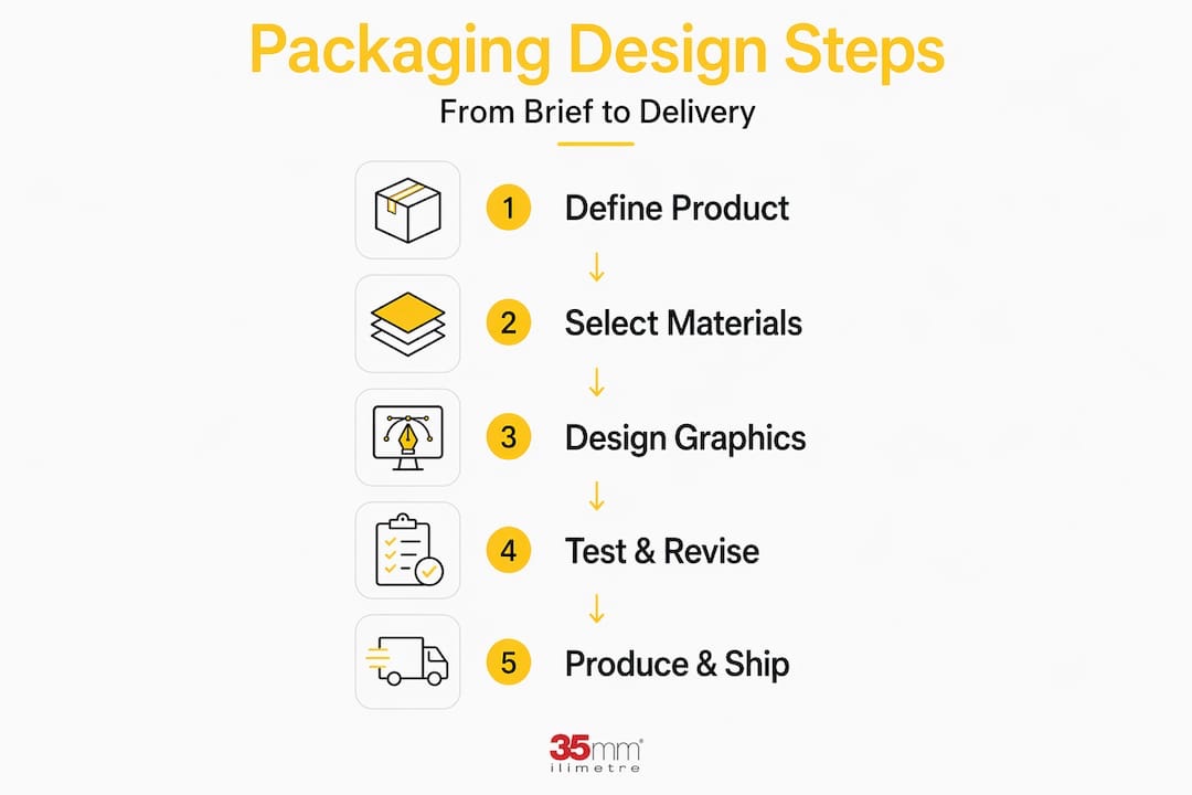 Infographic of ecommerce packaging design steps