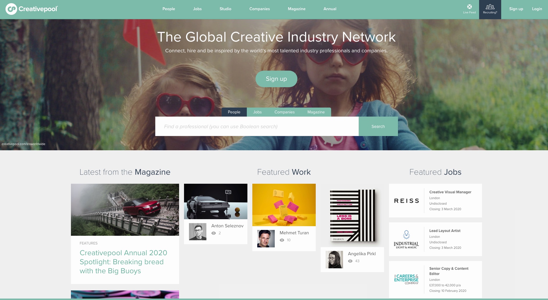 Our work is featured at Creativepool Homepage