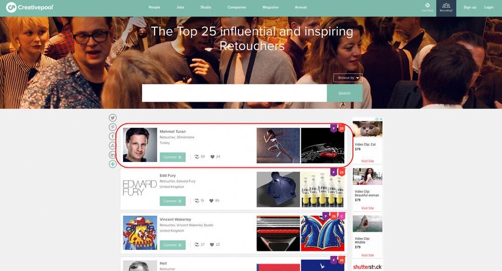 We were at Creativepool's Top Retoucher's List
