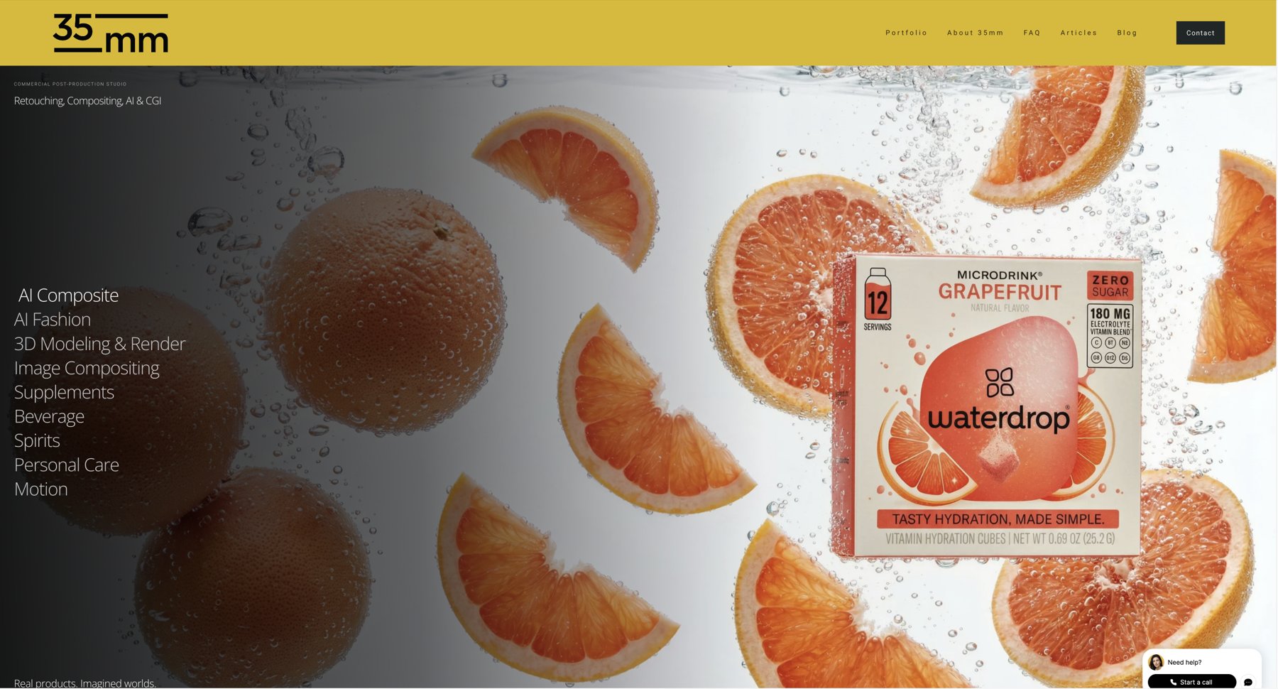 The old 35milimetre homepage on Squarespace