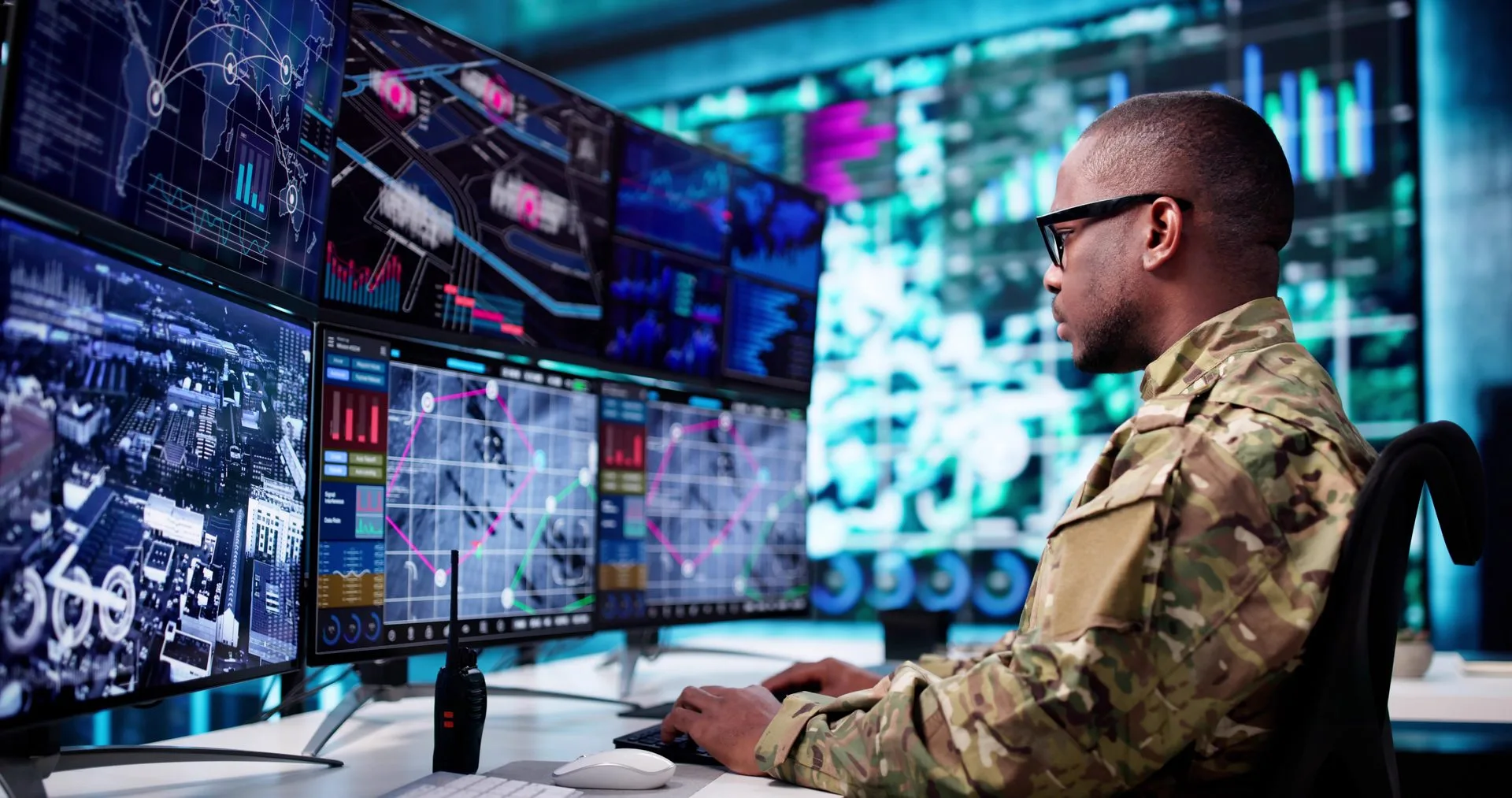 Operator at a command center console