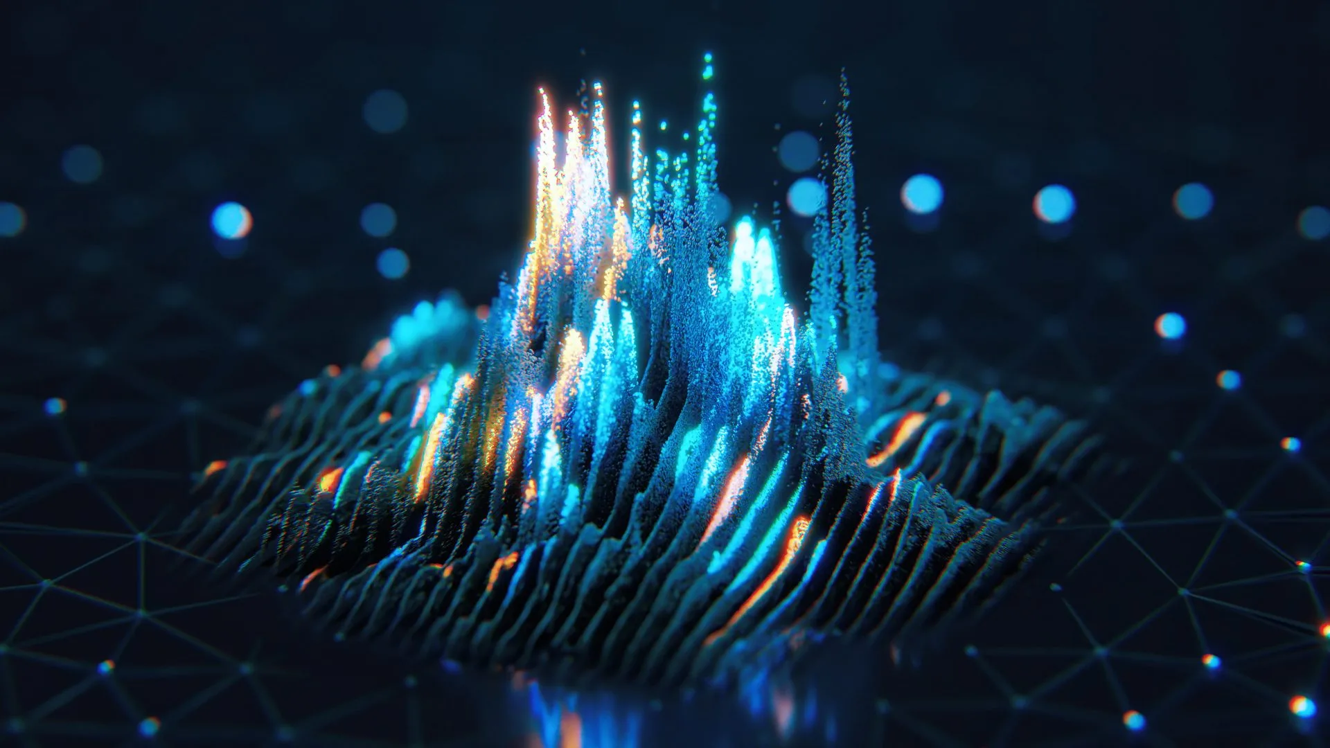Blue data visualization across digital screens