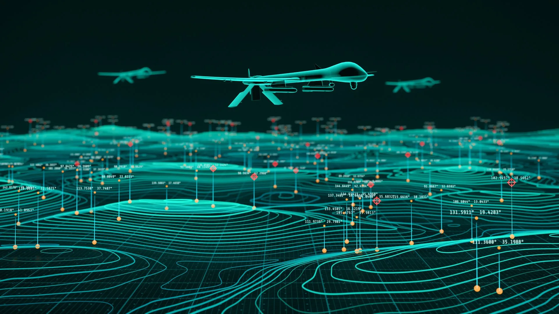 Drone swarm over a digital map
