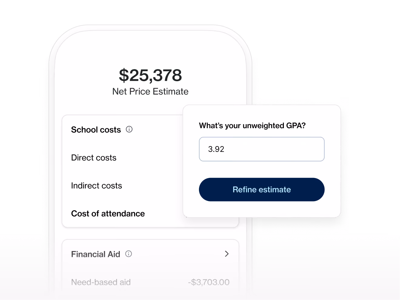 Net Price Calculator mobile screen