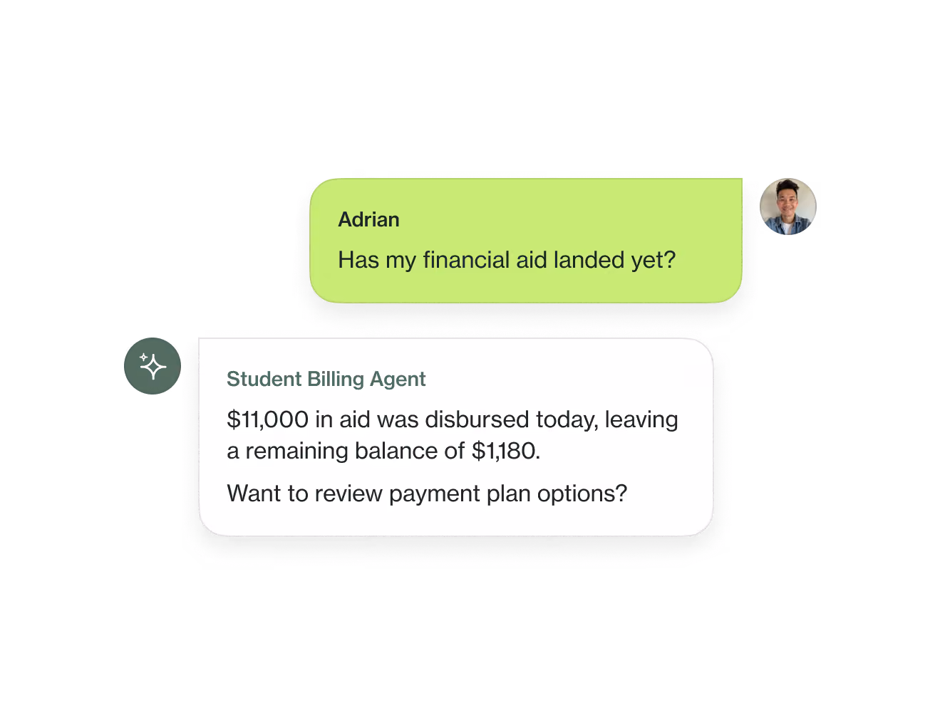 Student Billing Agent interface