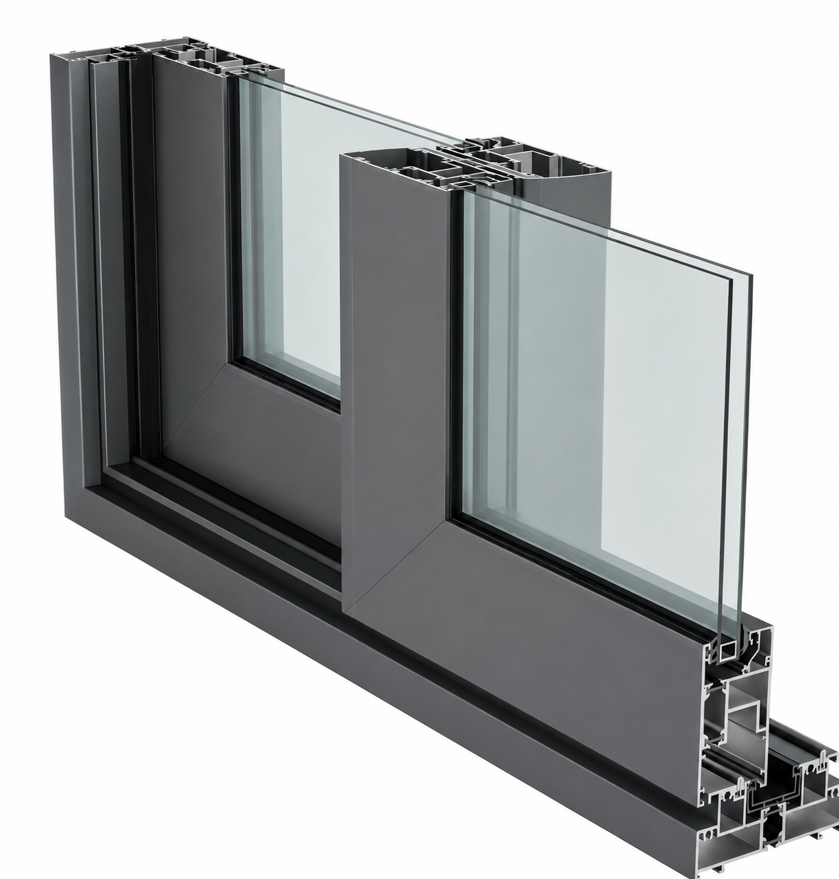 ASAŞ WSD116 aluminum sliding door system section detail