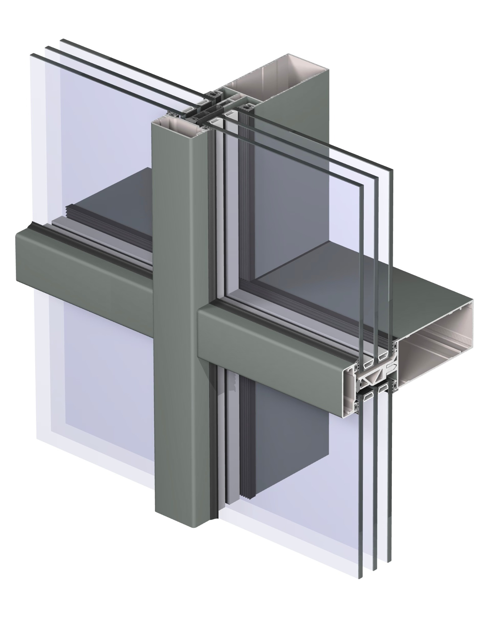 Aluminum curtain wall profile detail