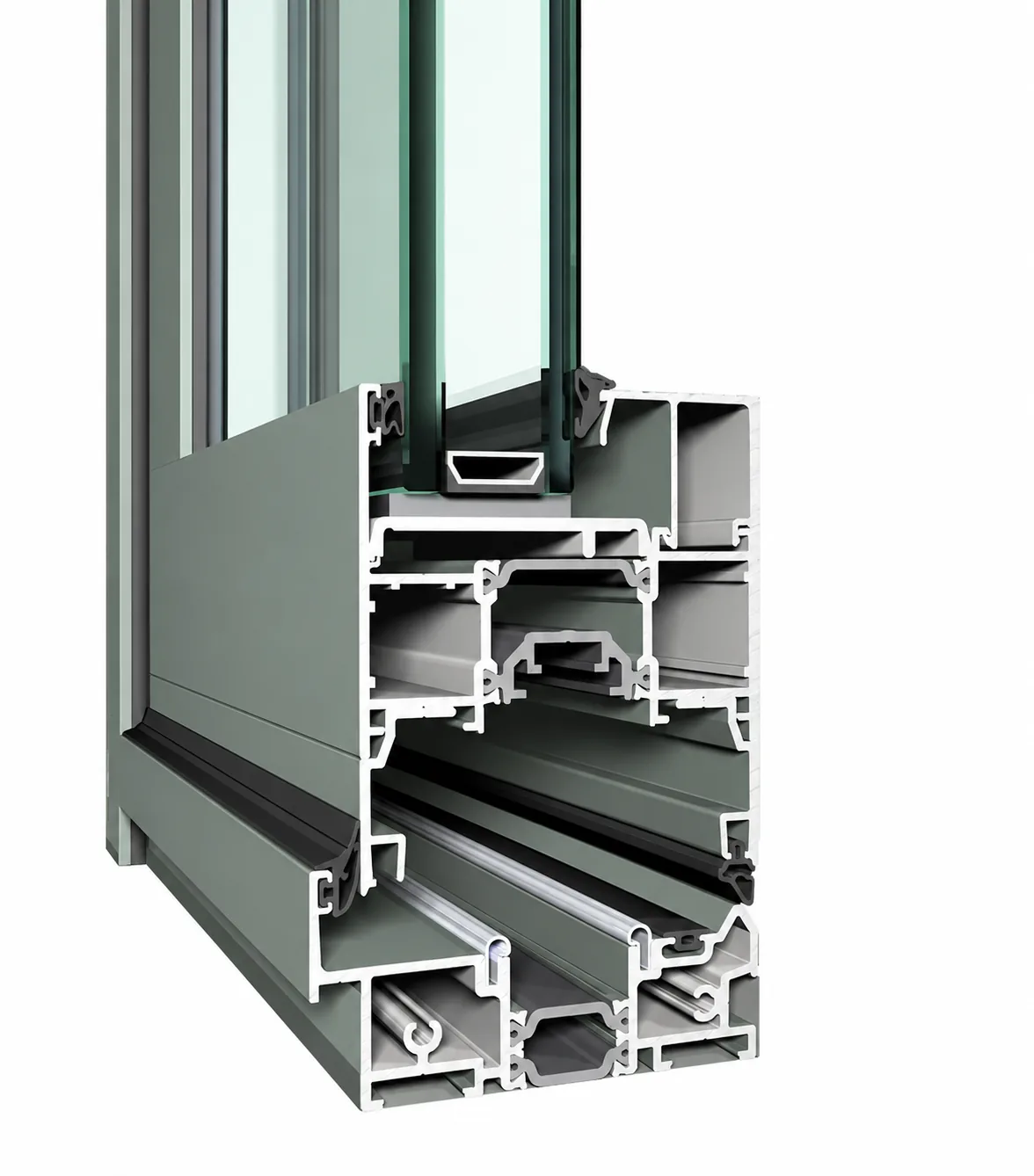 Aluminum bi-folding door profile section