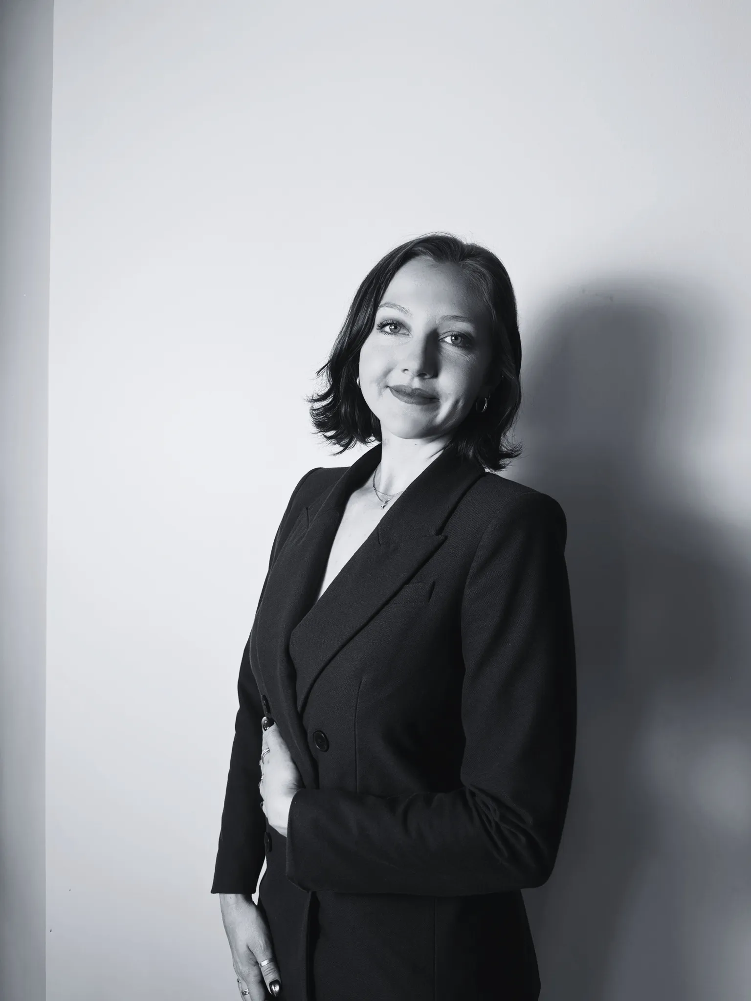 Black and white portrait of Jessie Borgmann