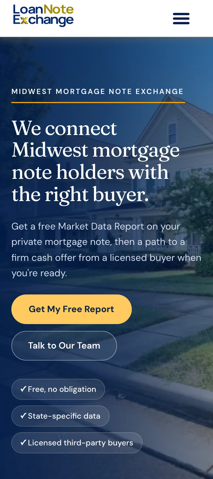 Loan Note Exchange website on phone