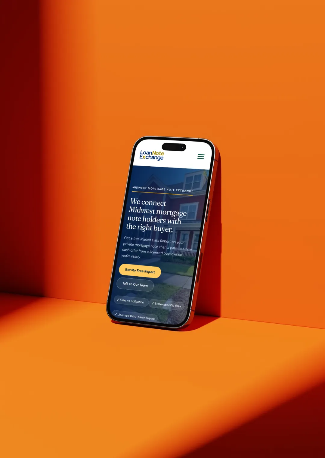 Loan Note Exchange mobile homepage with inquiry form