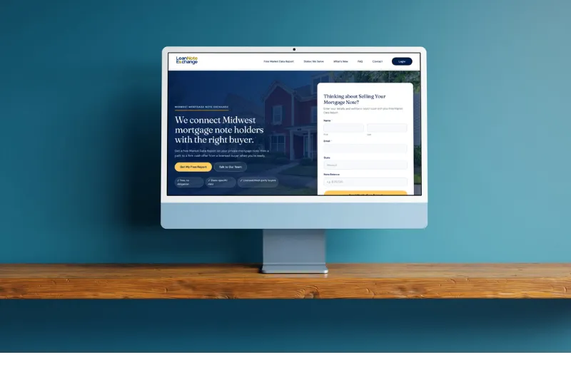 Loan Note Exchange homepage designed by Dotted Octopus