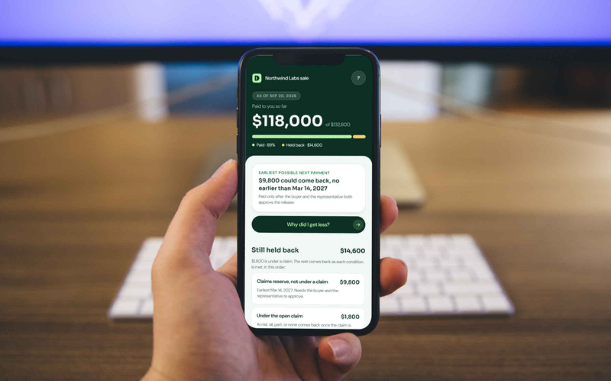 Deal Room app on a phone