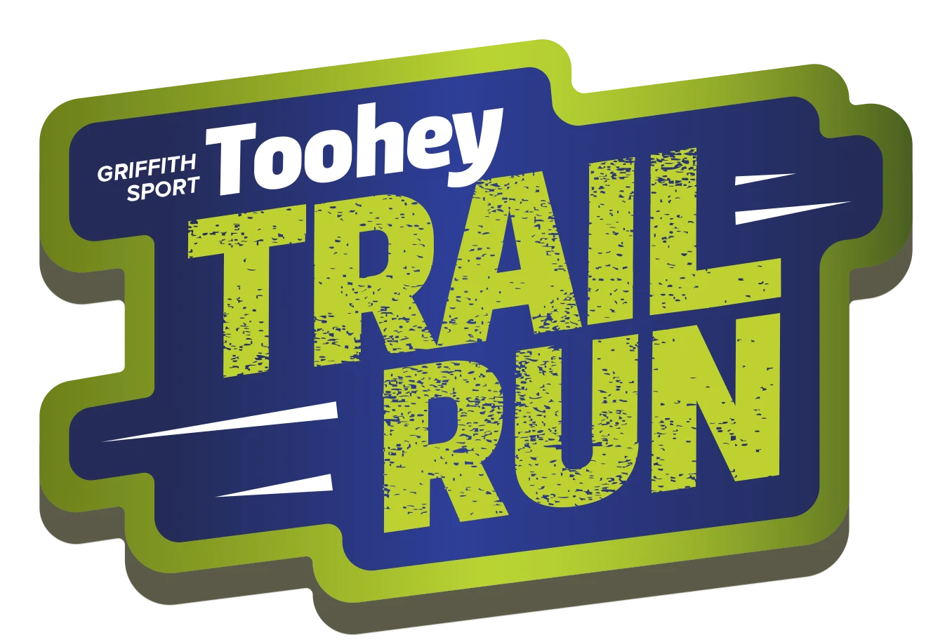 3D-themed Griffith Sport Toohey Trail Run logo with a lime outline