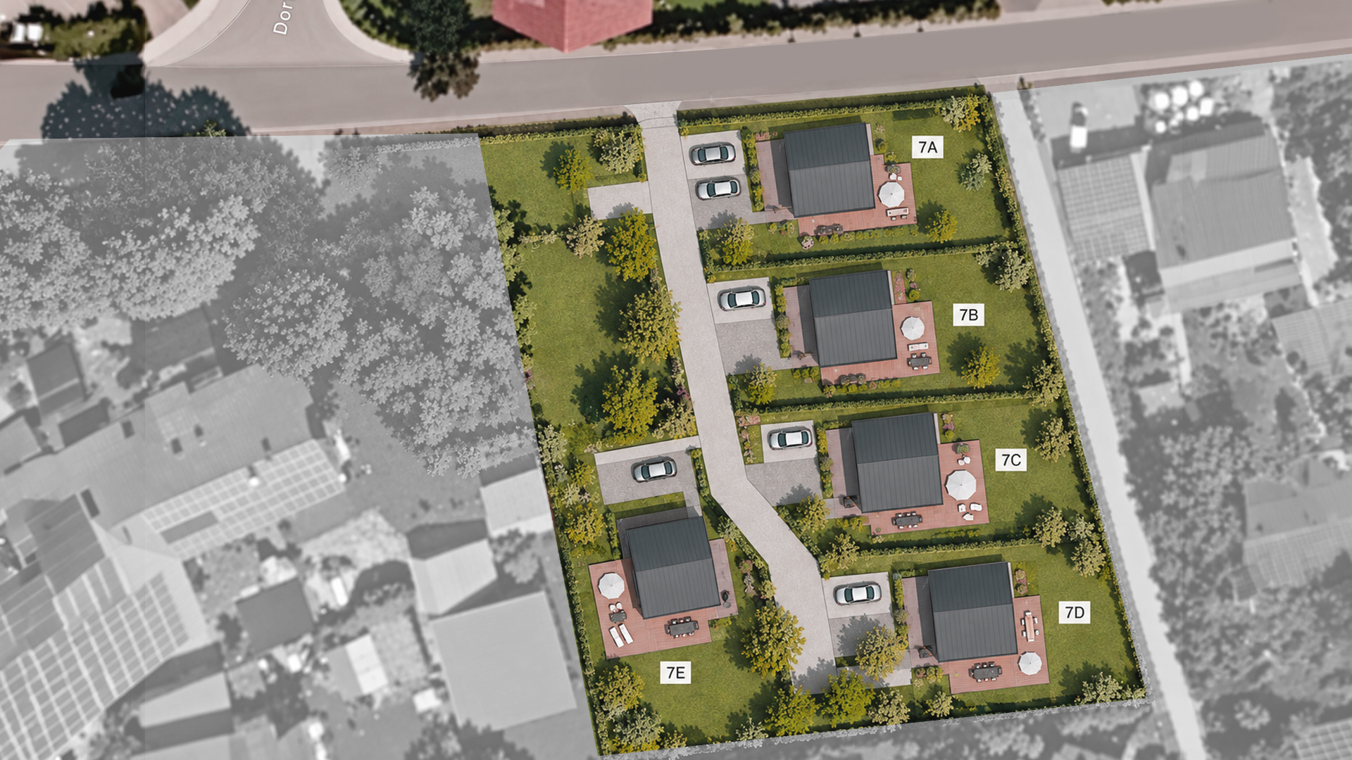 Grundstücksflächen für ein Tiny Dorf
