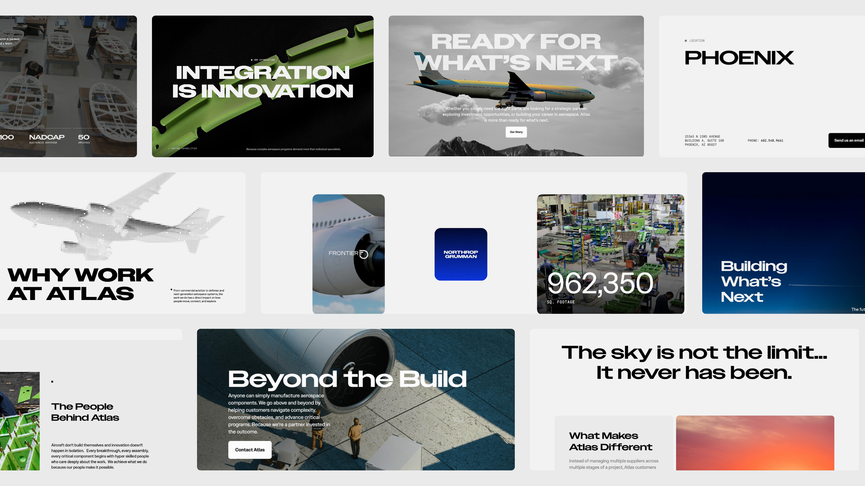 Twelve sections of the Atlas website