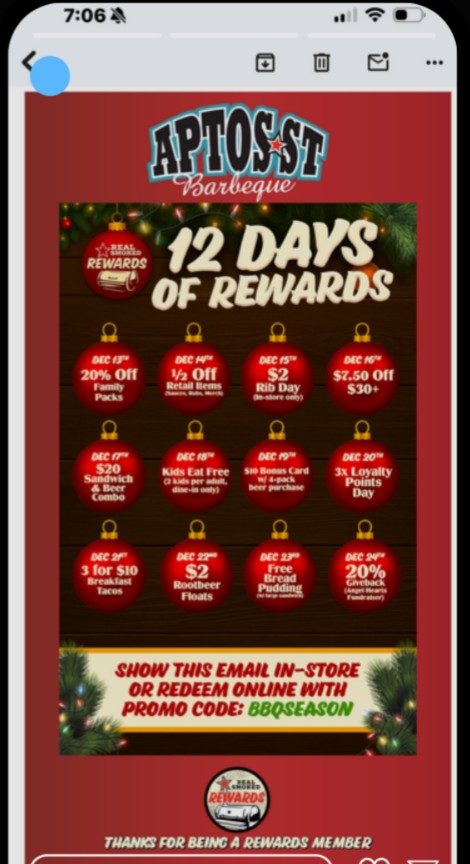 Loyalty rewards email