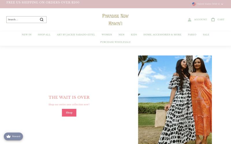 Paradise Now Hawaii boutique website