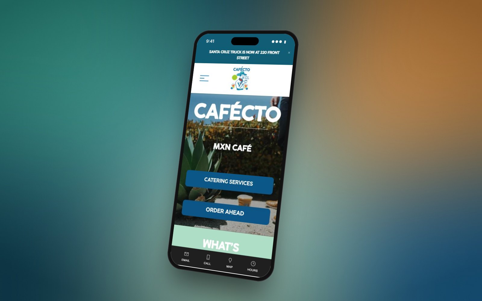Cafecto mobile home page