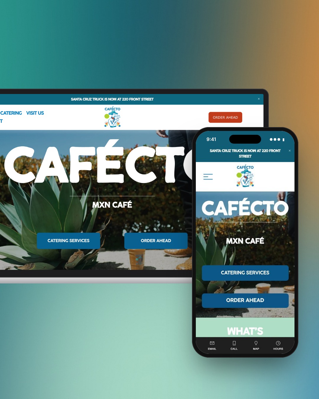 Cafecto website on a laptop and phone