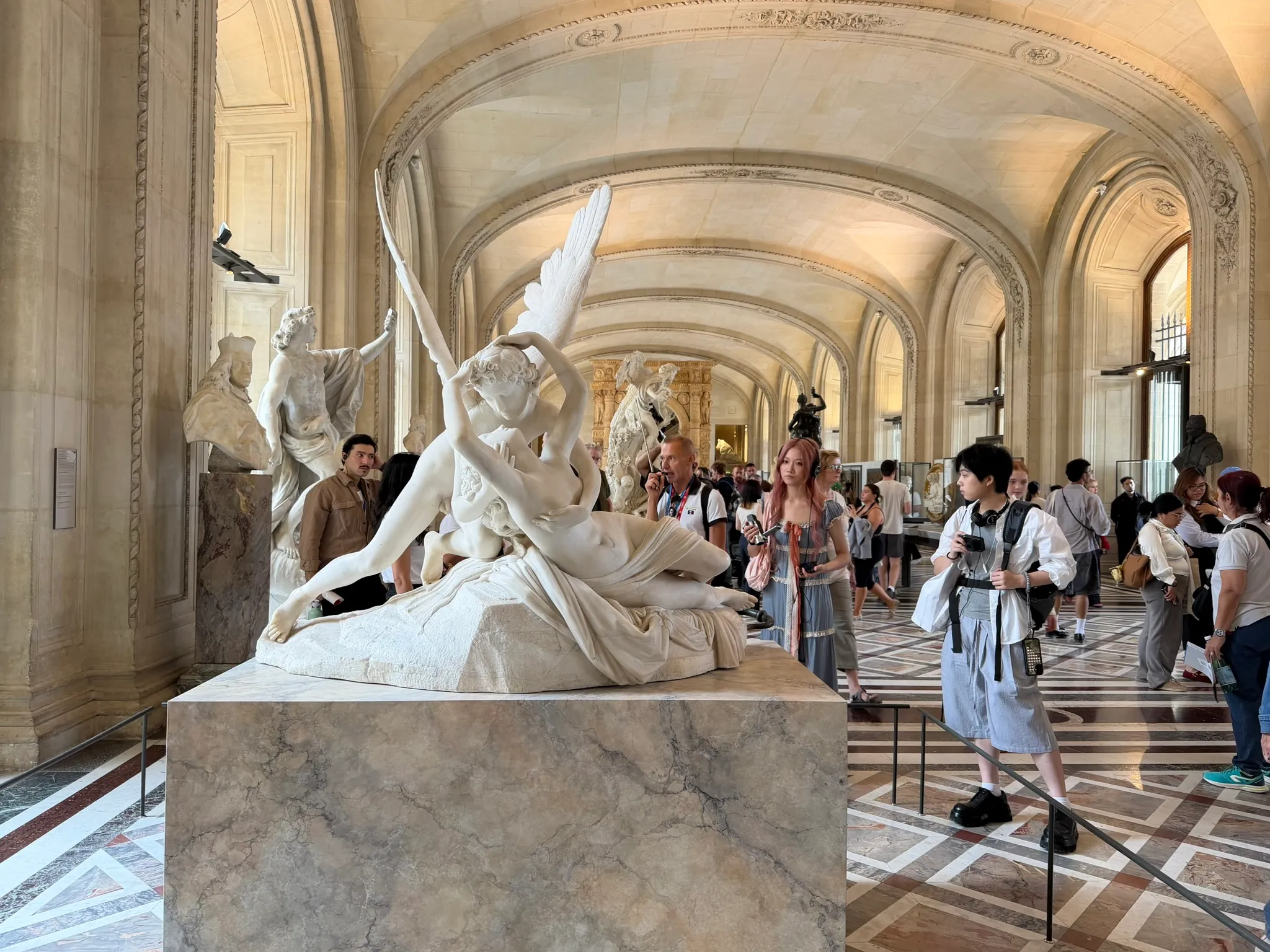 Antonio Canova's Psyche Revived by Cupid's Kiss in the Louvre sculpture galleries