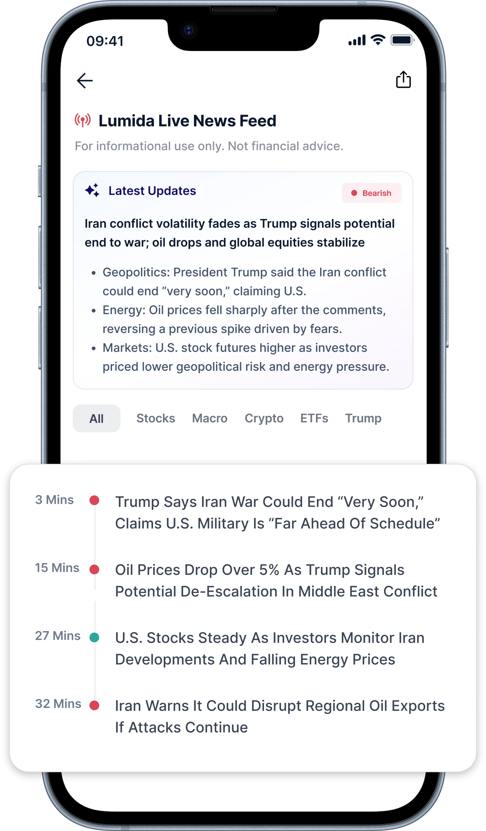 Live news feed screen