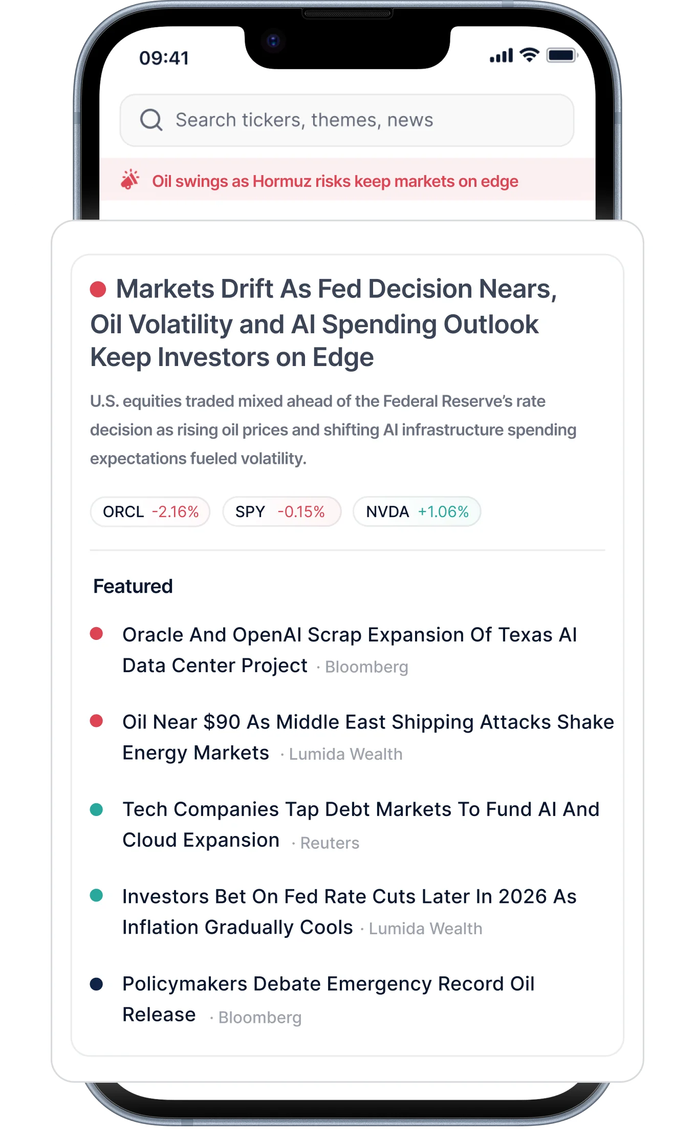 Market stories screen