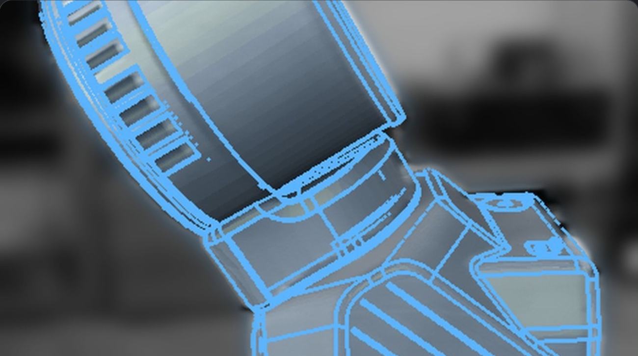 Partlign AR inspection app screen while snapping the CAD model to the part