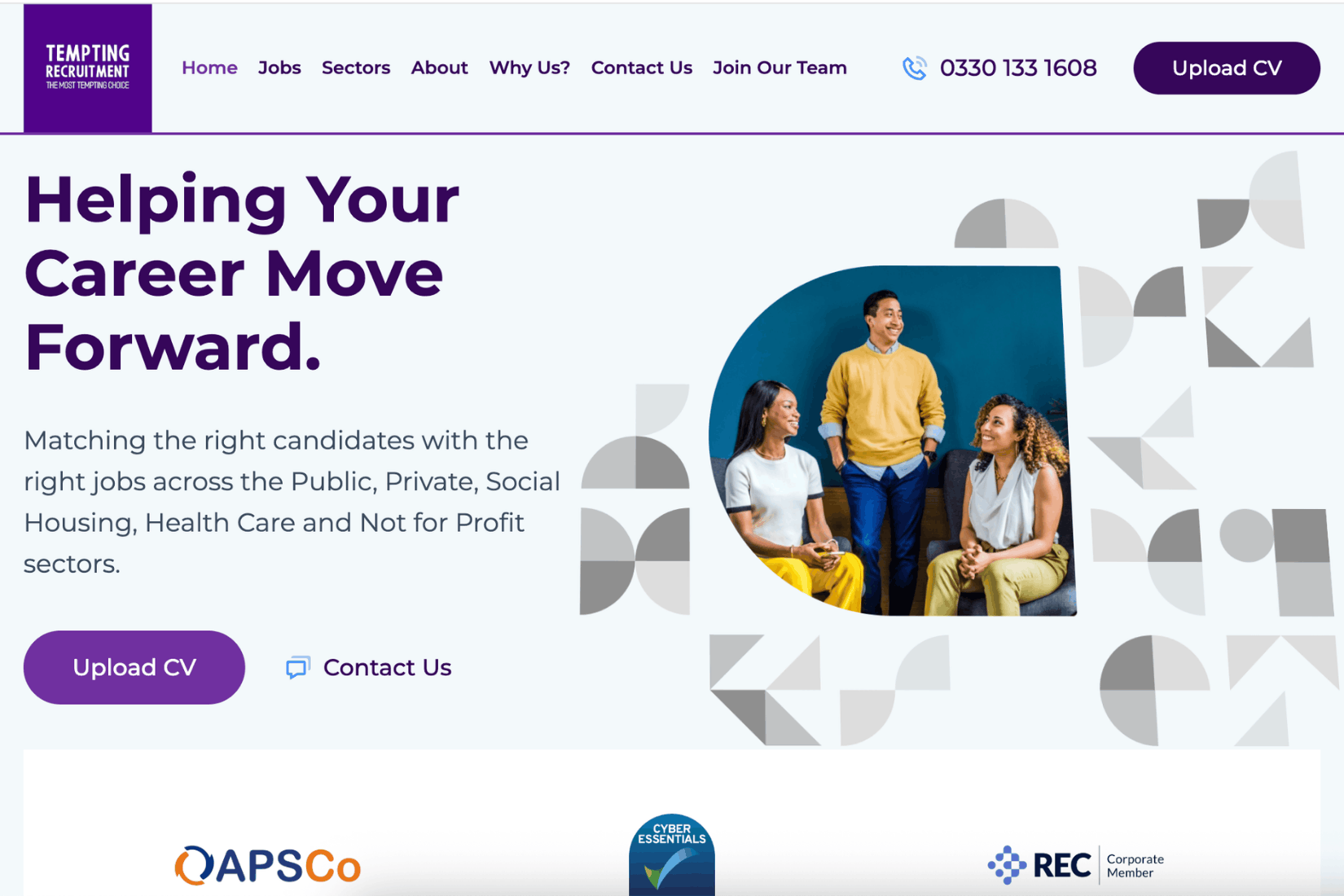 tempting recruitment website design