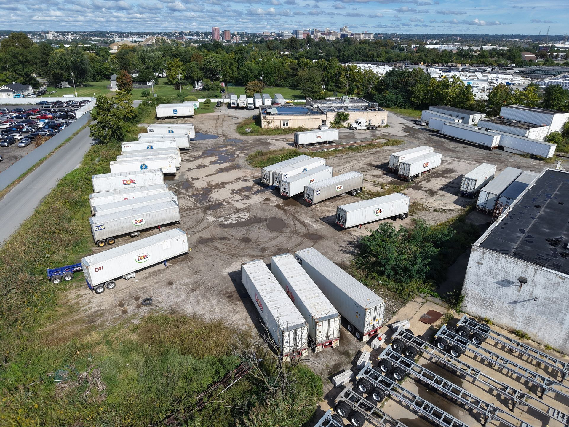 Aerial view of the BASE Carriers container yard in New Castle, Delaware