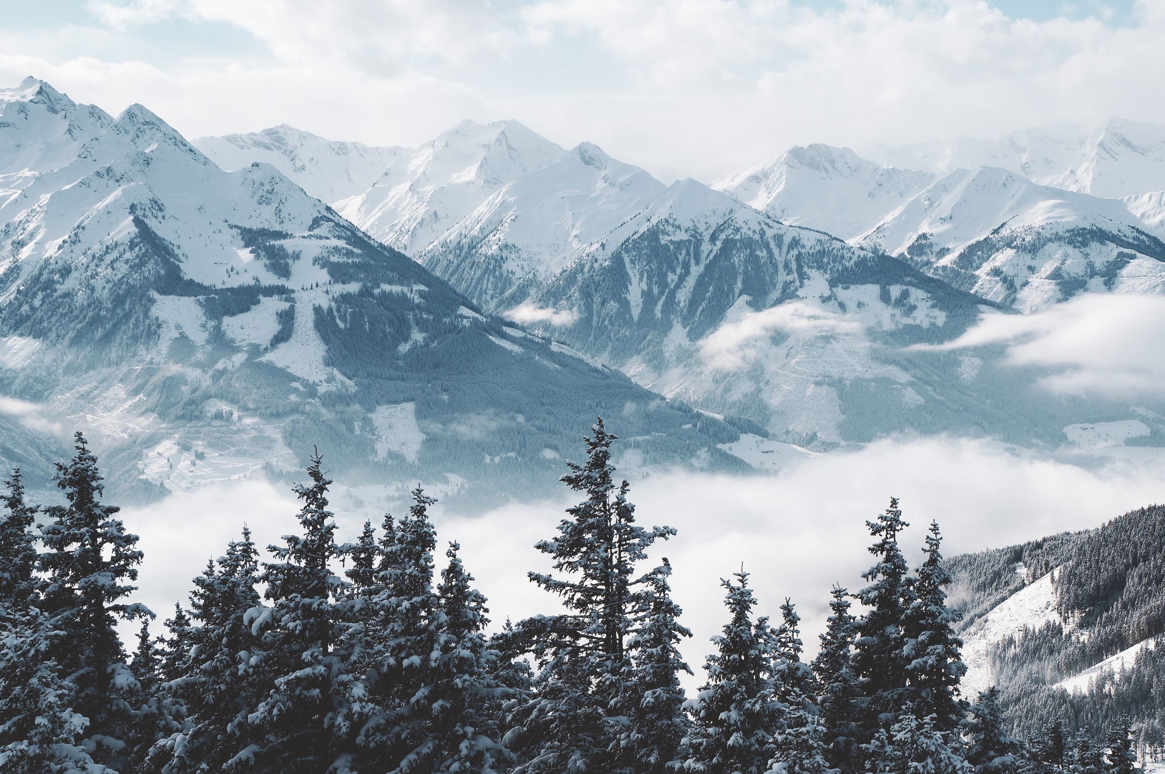 Snow-covered alpine peaks