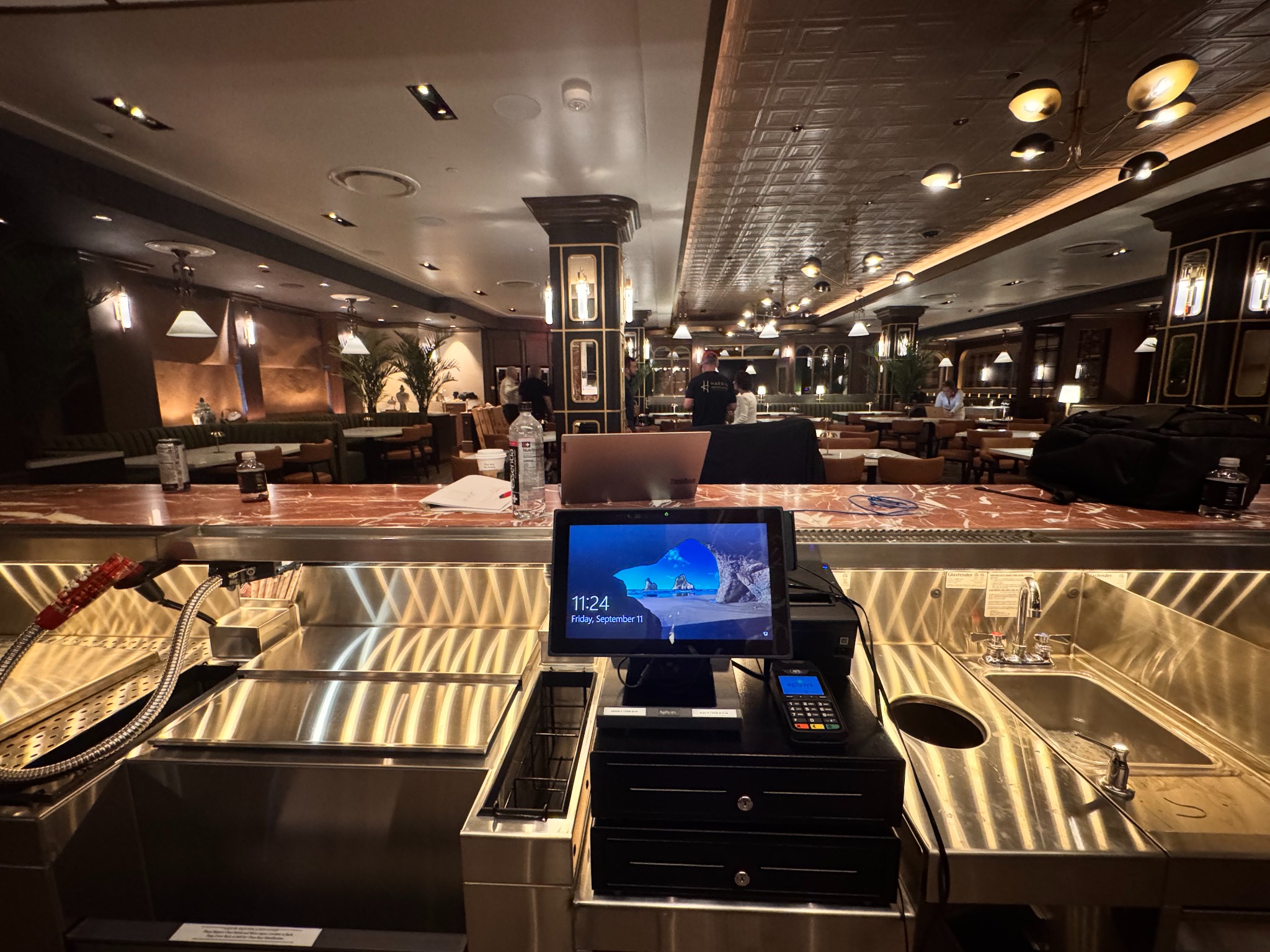 Point-of-sale workstation photographed during Allen Robinson’s InfoGenesis project at El Cortez.