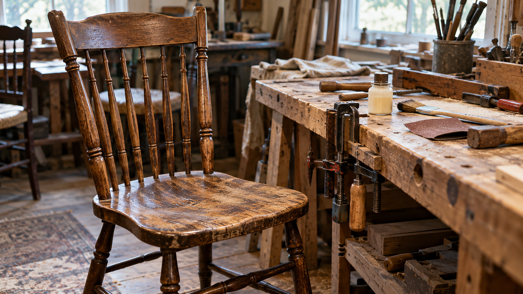 AI-generated editorial illustration for The Chair Worth Repairing; not a photograph of the featured business or destination.