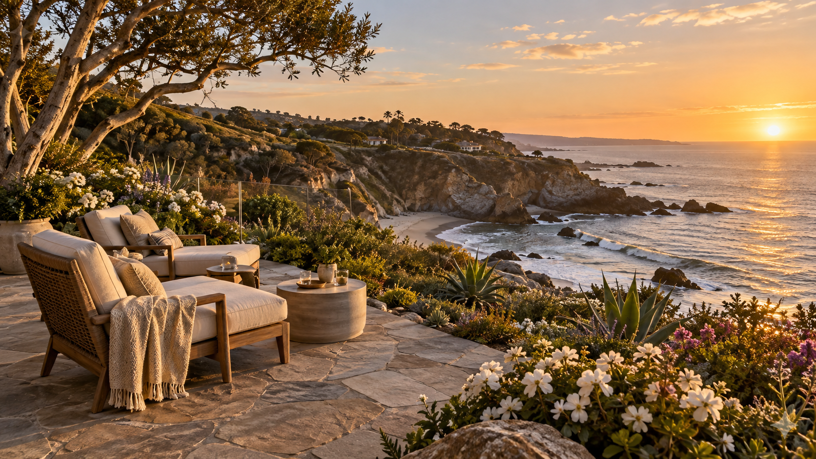 AI-generated editorial illustration for Montage Laguna Beach: Give the Coast an Entire Day; not a photograph of the featured business or destination.