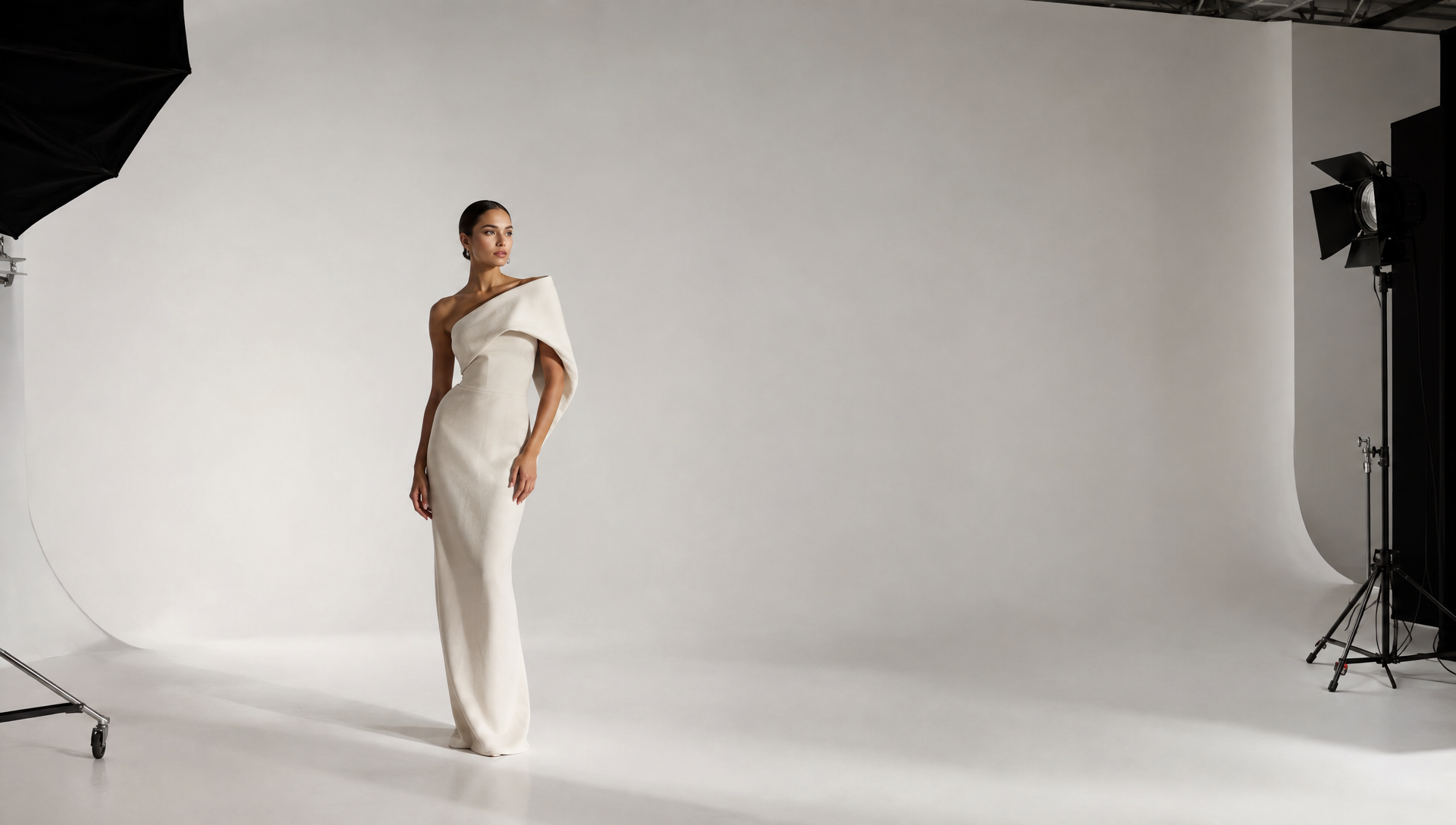Fashion production on the Manerk Studios white cyclorama