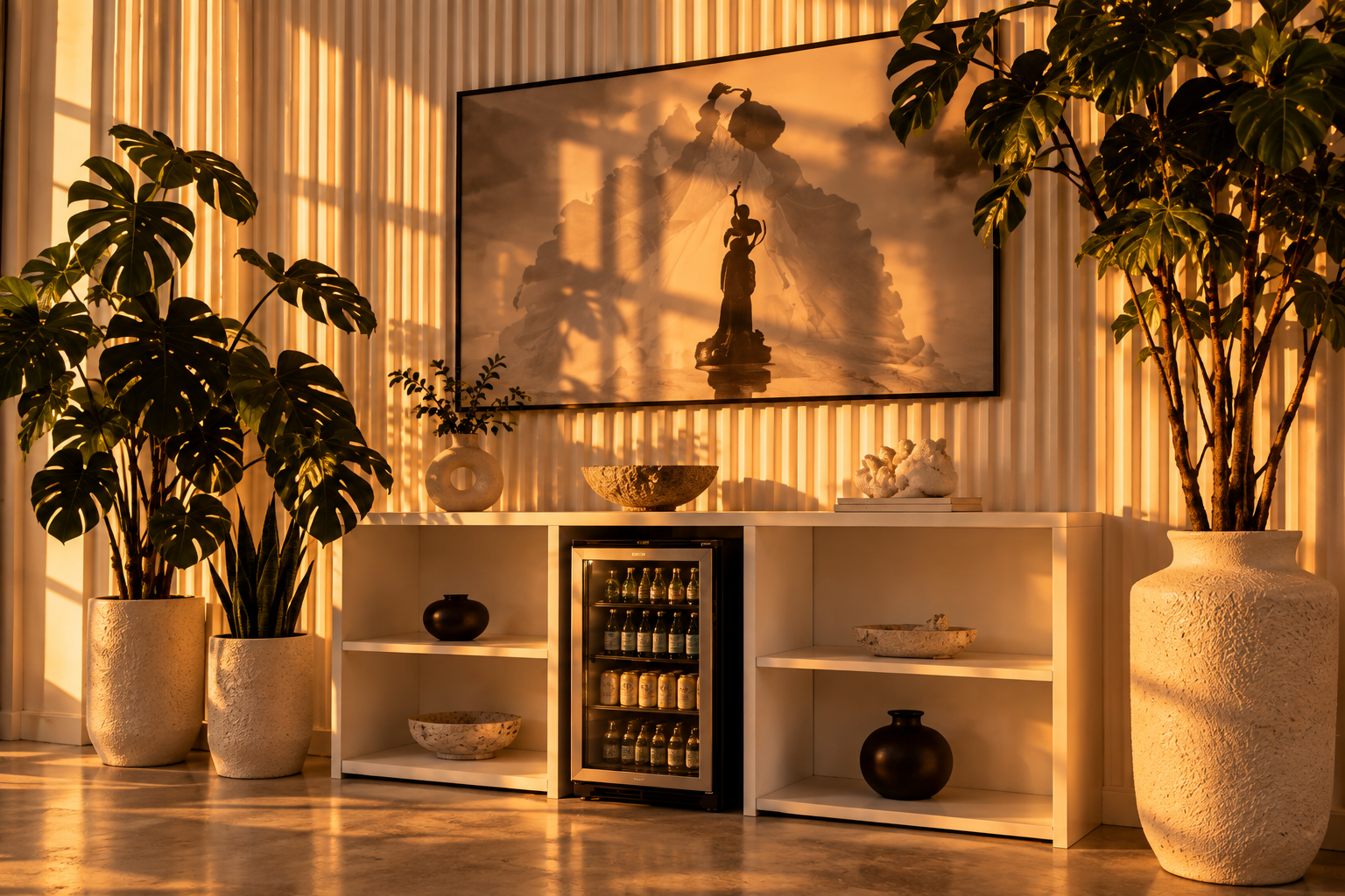 Refreshment and beverage station at Manerk Studios for clients and production crews during photo and video shoots.