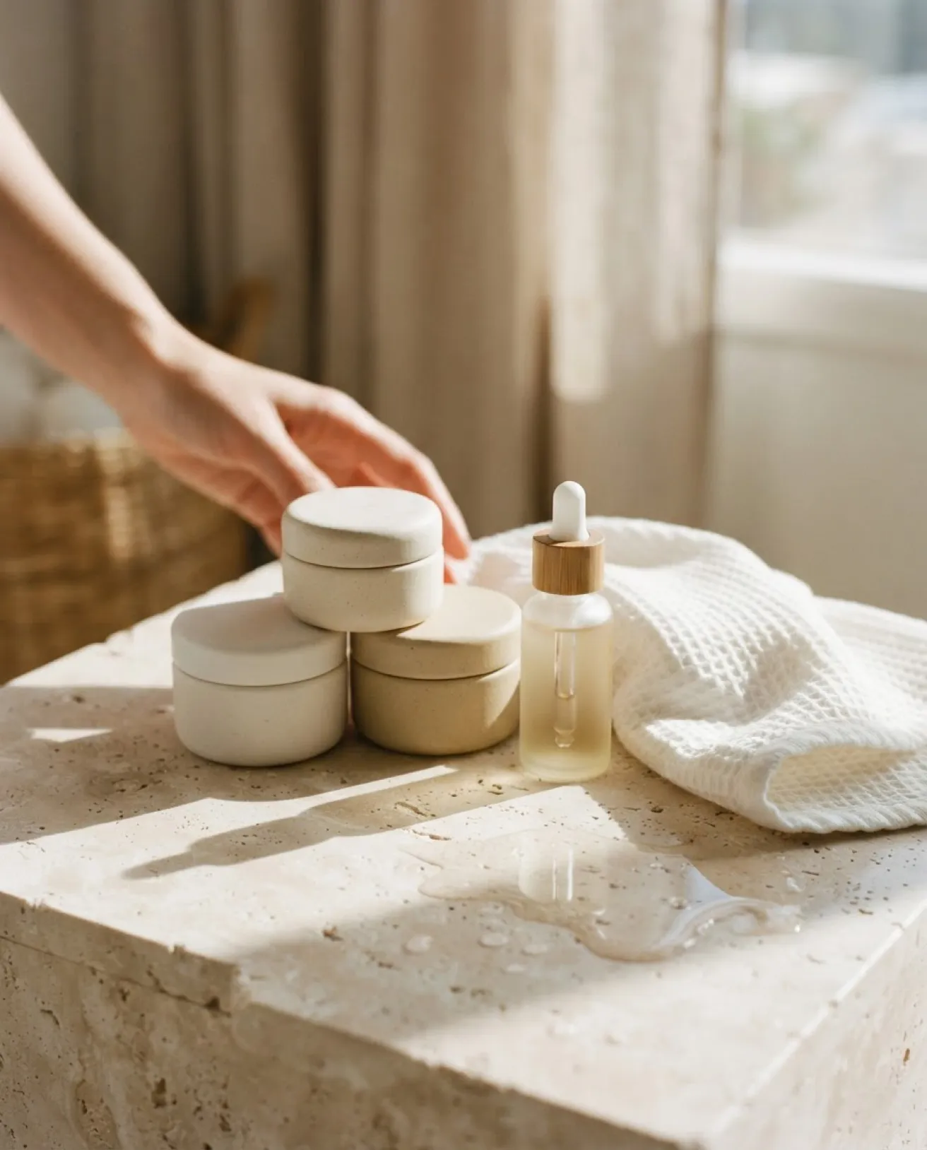 Skincare essentials still life