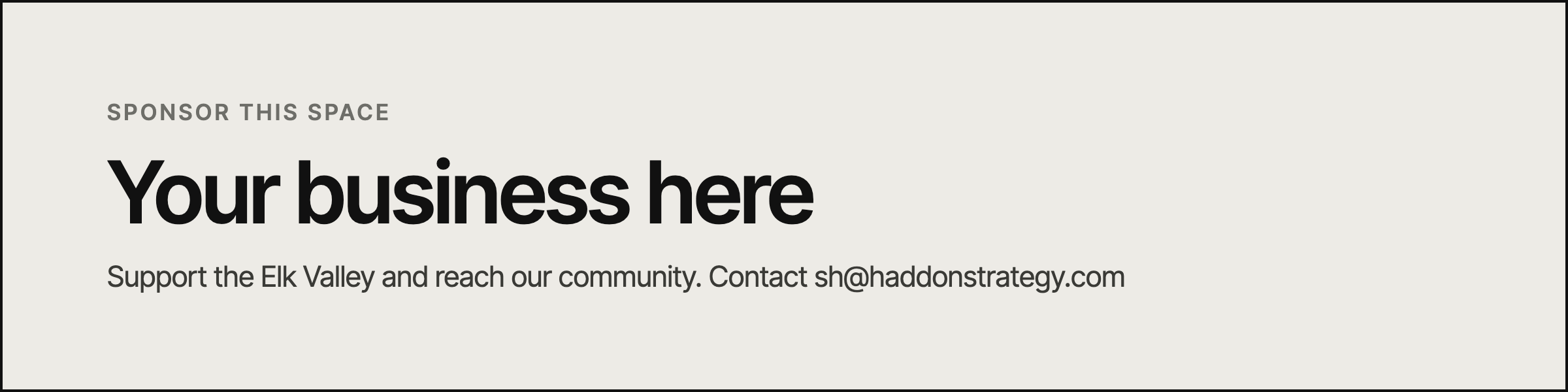Sponsor this space. Your business here. Contact sh@haddonstrategy.com