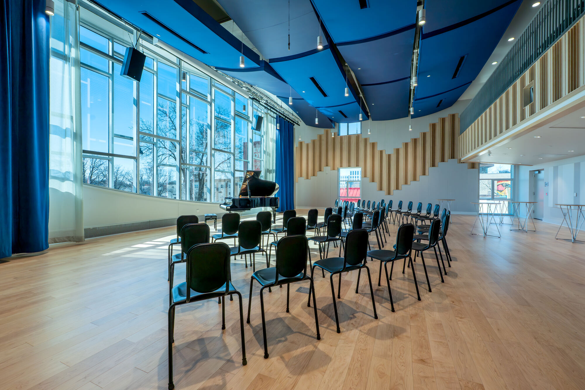 Founders Hall set theater-style with rows of chairs