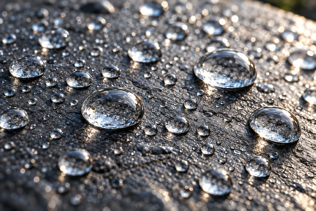Water beading on a representative protected stone surface.