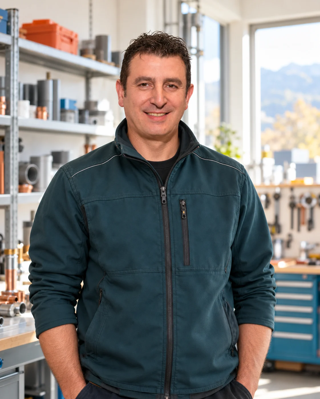 Dario Mulas, Inhaber von DM Haustechnik, in der Werkstatt