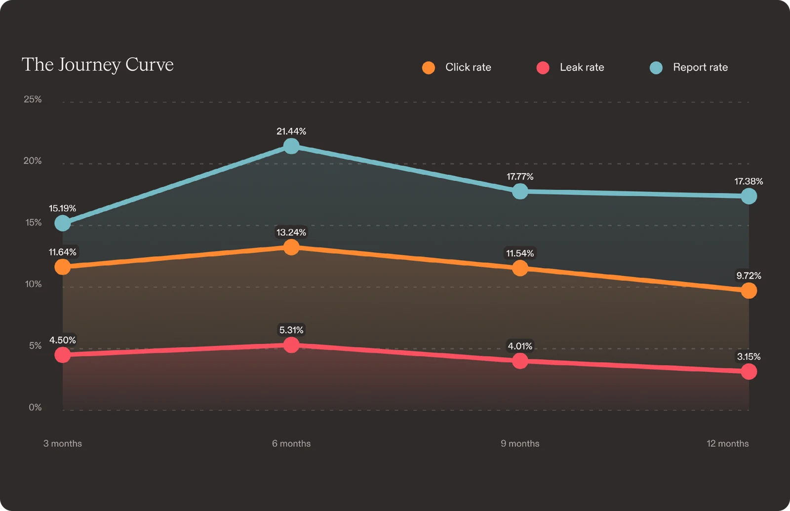 Chart showing journey curve over 12 months.