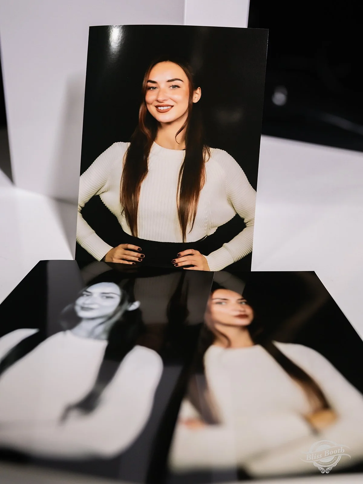 Printed professional headshots from a corporate headshot booth
