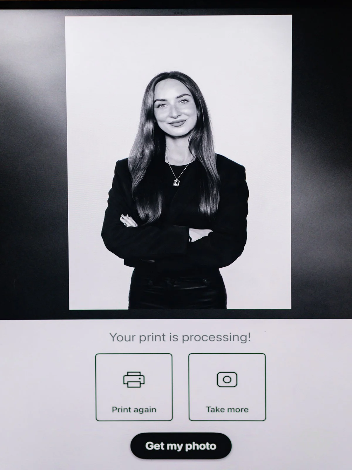 Black and white professional headshot print