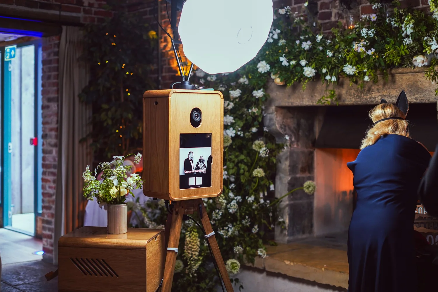 The ICON Photo Booth at Hazel Gap Barn, capturing unforgettable moments throughout a beautiful wedding celebration. Premium photo booth hire with instant prints, digital sharing and a modern guest exp