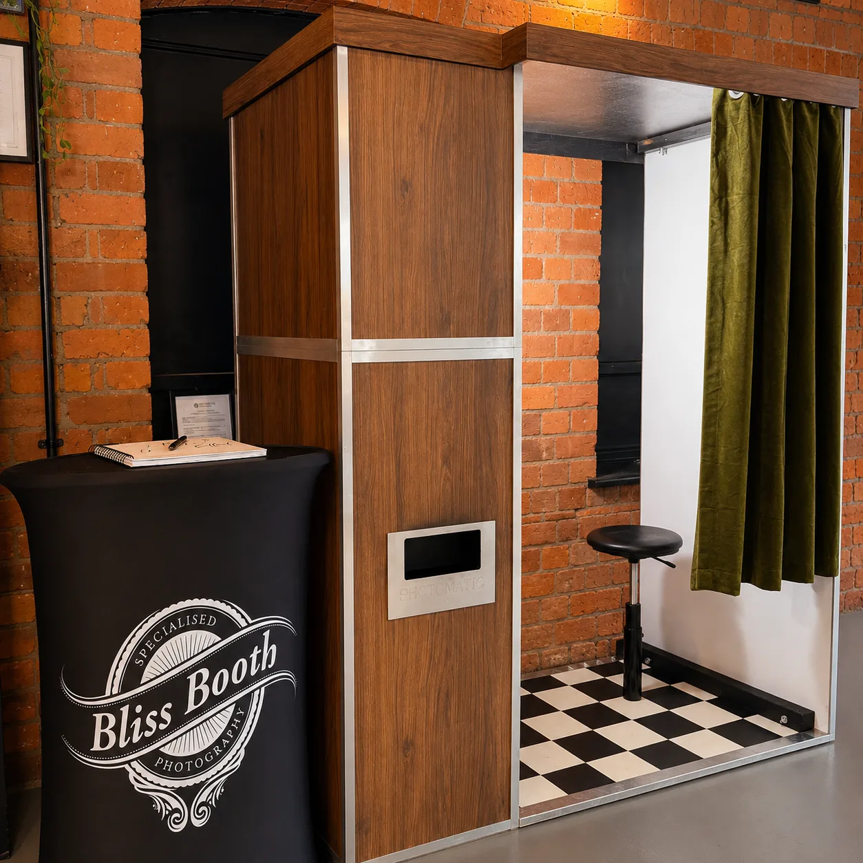 The one-of-a-kind Photomatic wedding photo booth by Bliss Booth